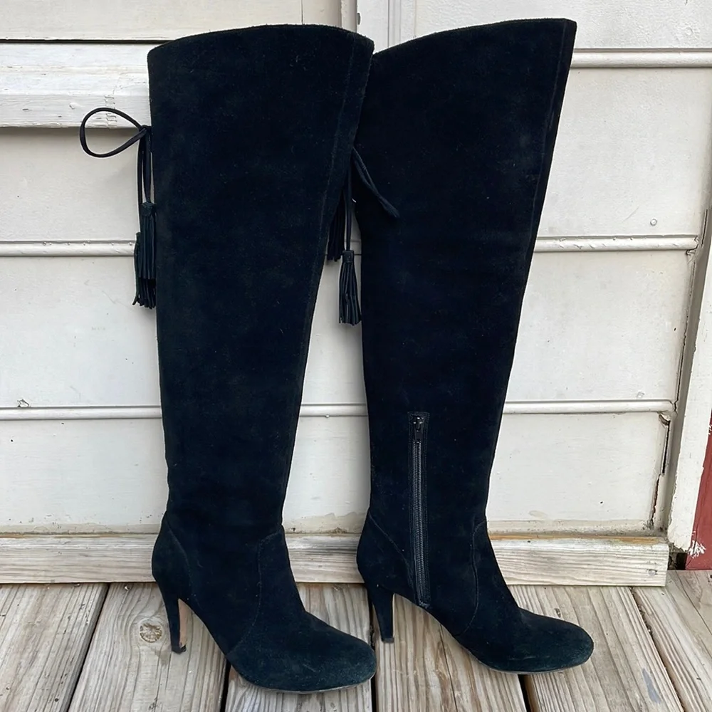 Vince Camuto Cherline Black Suede Over-the-Knee Boots Size 7.5